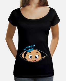 Camiseta Cucú Bebé asomando, cuello ancho & Loose Fit, negra