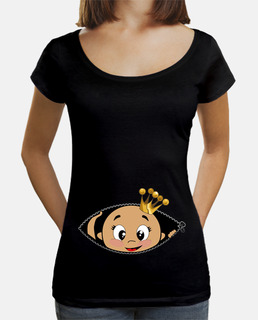 Camiseta Cucú Bebé asomando, cuello ancho, negro