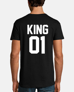 Camiseta de Amor para parejas Queen Reina y King Rey Chico - Impresión en la parte trasera