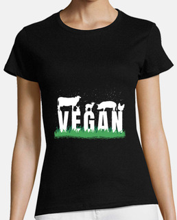 camiseta de mujer, los animales veganos son mis amigos, vida sana, comida vegana