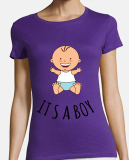 camiseta de mujer violeta malva u otros colores, anuncio de nacimiento es niño