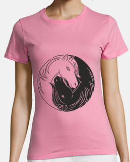 camiseta de mujer, yin yang caballo blanco caballo negro, ch