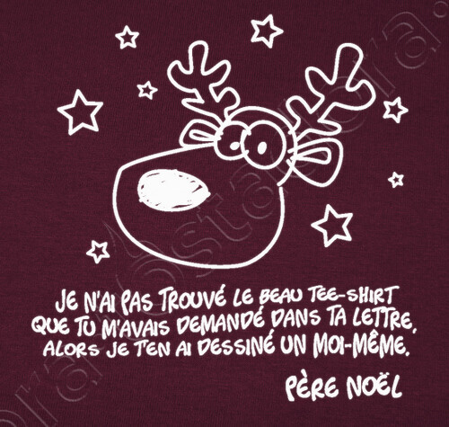 Dessin de Renne par le Père Noël https://www.tostadora.fr/bibine/tee-shirt_nol/2094637