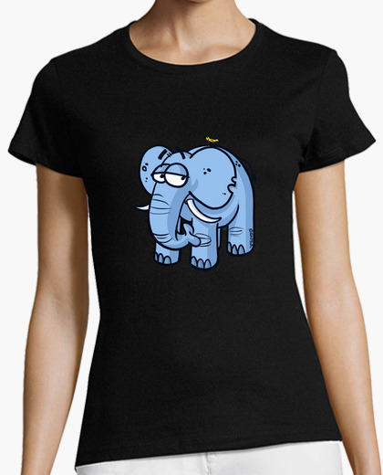 Camiseta Elefante y pájaro. Mujer, manga...
