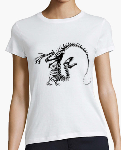 CAMISETA ESQUELETO DINOSAURIO MUJER MANGA CORTA