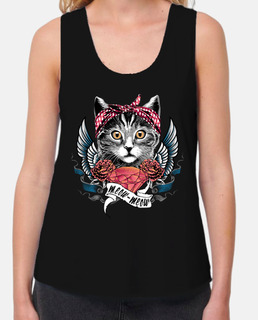 Camiseta Gata Con Diamante Kitten Rosas Rojas y Alas Amor Animales Mascotas Gatos