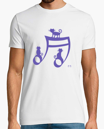 Camiseta Gatos en nota musical en morado