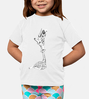 Camiseta Giraffe mom and son -  Niña y niño, manga corta, blanca