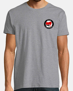 Camiseta gris h - Acció antifeixista red flag first
