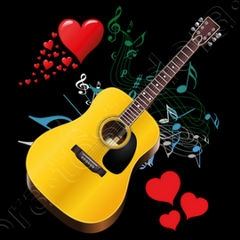 Camiseta Guitarra Notas Musicales Y Corazones Latostadora