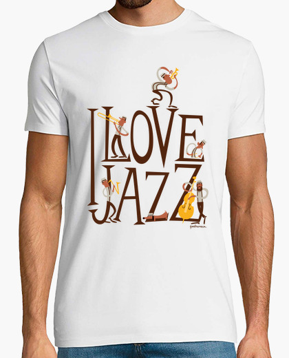 Camiseta I love jazz sobre fondo claro