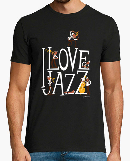Camiseta I love jazz sobre fondo oscuro