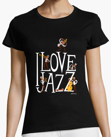 Camiseta I love jazz sobre fondo oscuro