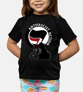 camiseta infantil - gato antifa internacional rojo