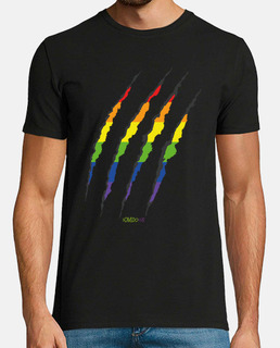 Camiseta manga corta arañazo sobre arco iris chico