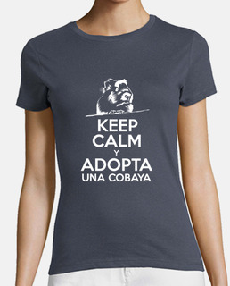 Camiseta manga corta mujer Keep calm y adopta una cobaya