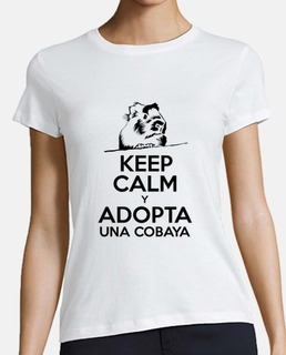 Camiseta manga corta mujer Keep calm y adopta una cobaya