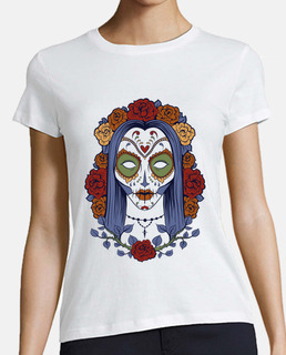 Camiseta Mexican Skull Con Rosas Retro