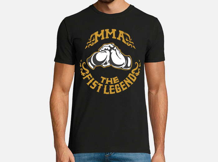 MMA - Camiseta de artes marciales mixtas con logotipo retro de lucha,  Negro, S