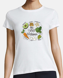 Camiseta mujer  vegana con la frase Mi fuente de proteínas
