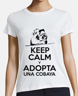 Camiseta mujer Keep calm y adopta una cobaya BICOLOR