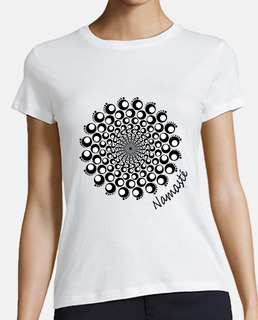Camiseta Namasté Mujer, mandala, manga corta, blanca, algodón orgánico