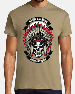 Camiseta Native American Skull Wild West Western Calaveras Proud And Honor