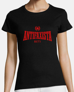 Camiseta negra m - Antifaxista Beti rojo
