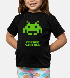 Camiseta Niño Arcade Vintage Invader Verde