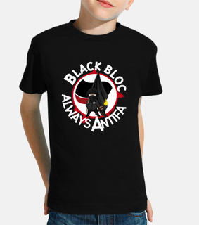 camiseta para niños - bloque negro siempre antifa
