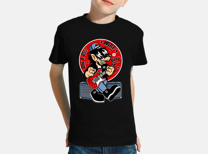 Camiseta Rock and Roll divertida. Lobo roqueiro.