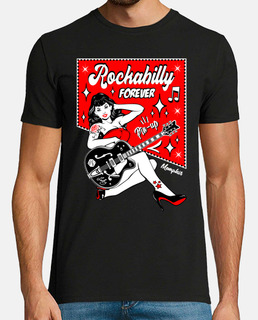 Camiseta Rock Música Rockabilly Sexy Pinup Girl Guitarra Retro Rock and Roll Memphis Rockers