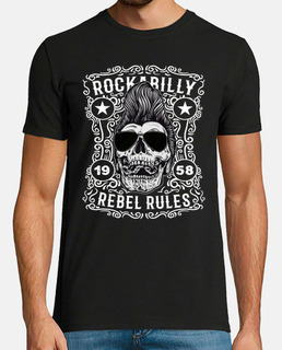 Camiseta Rockabilly 1950s Skulls Retro Vintage