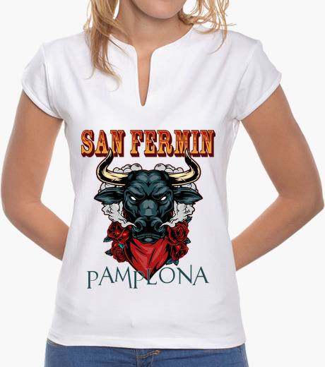 Camiseta San Fermín - Mujer, cuello mao,...