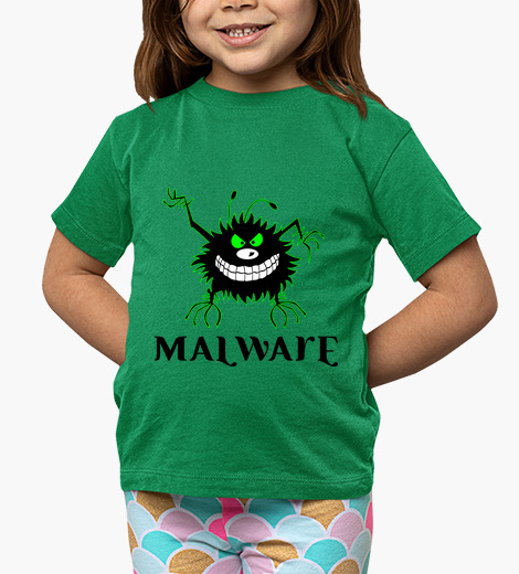 Camisetas niños Malware logo contorno verde