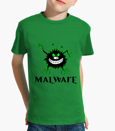 Camisetas niños Malware logo contorno verde