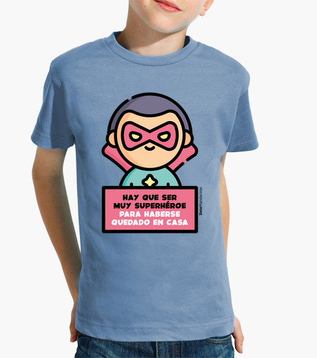 Camisetas niños Superhéroe en casa rosa