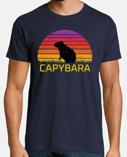capybara coucher de soleil rétro
