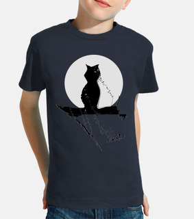 cat bambino, manica corta, luna gatto
