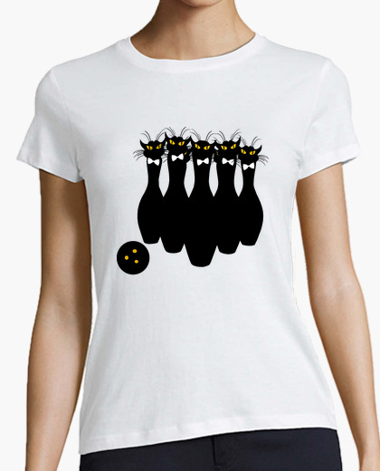 cat bowling t shirt