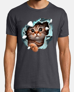 cat breaks t- t-shirt kitty