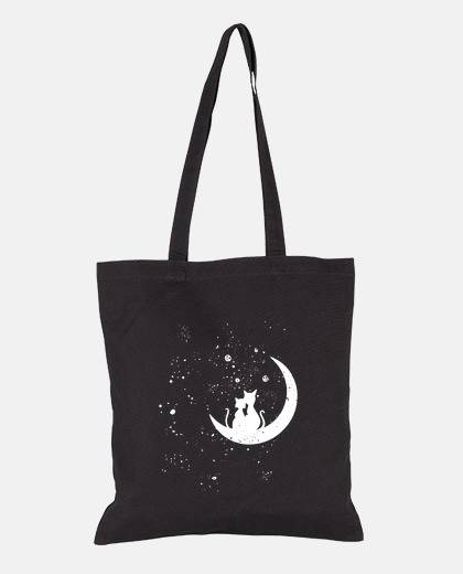 cat moon love tote bag