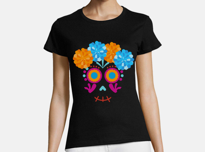 Camiseta catrina calaca flor cempasúchil... | laTostadora