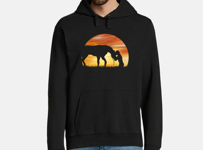 Felpa cavallo amore ombra tramonto ragazza co tostadora
