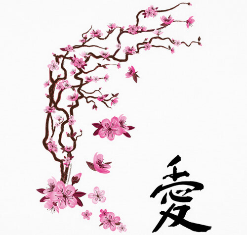 Tee-shirt cerisier japonais - calligraphie | tostadora.fr Tee-shirt cerisier japonais - calligraphie | tostadora.fr