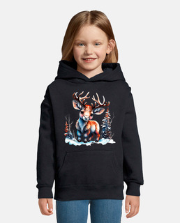 Cerf dans la neige sapin mignon