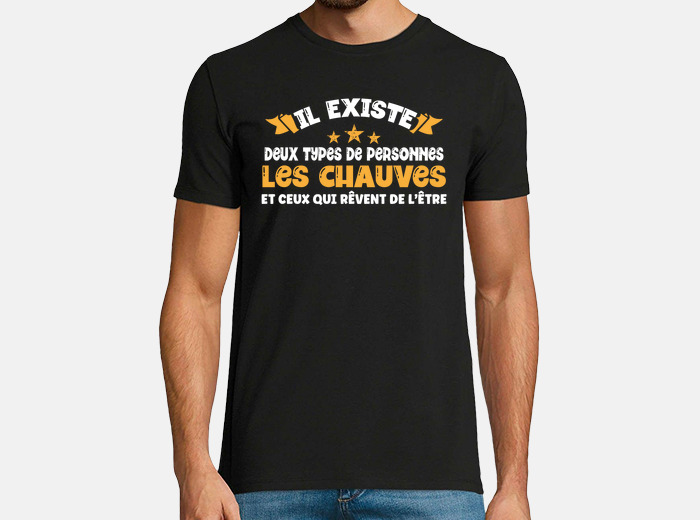 Tee shirt humoristique tout noir pour les chauves qui aiment