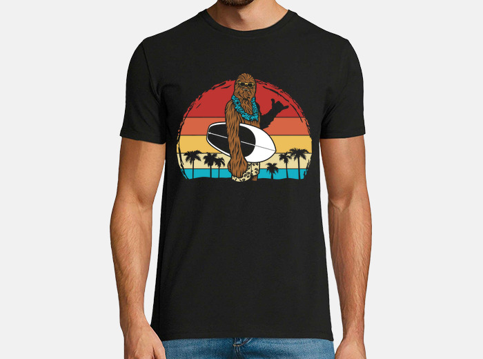 Chewbacca on the beach surfing t shirt tostadora