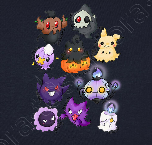 Camiseta Chibi Pokemon Tipo Fantasma Latostadora