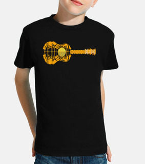 chitarra riflesso tramonto arancione